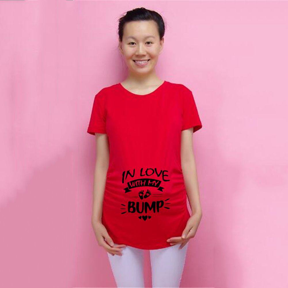 Women Maternity Short Sleeve Cartoon Print Tops T-shirt Pregnancy Clothes For