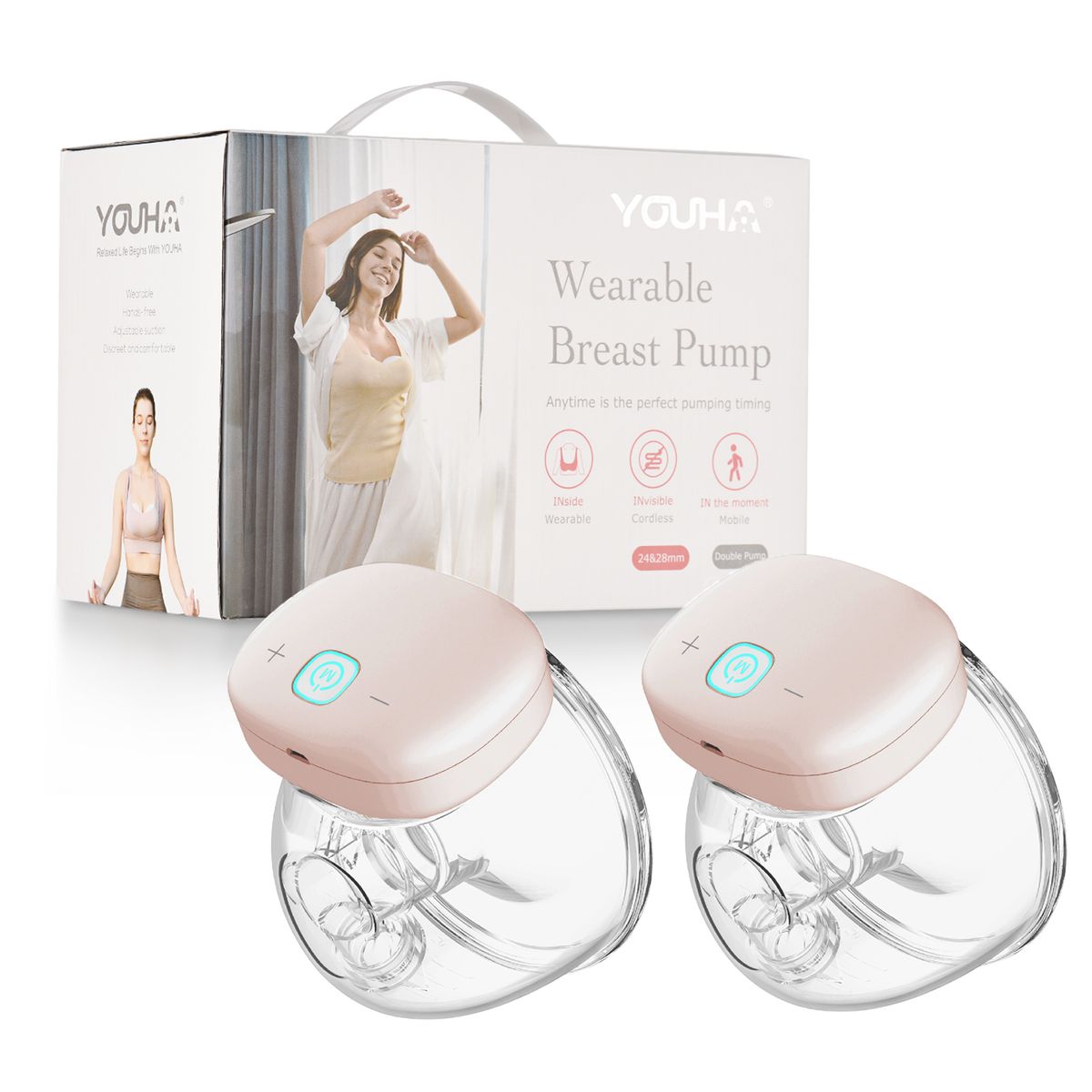 Wearable Electric Breast Pump With 24mm Flange,2pcs