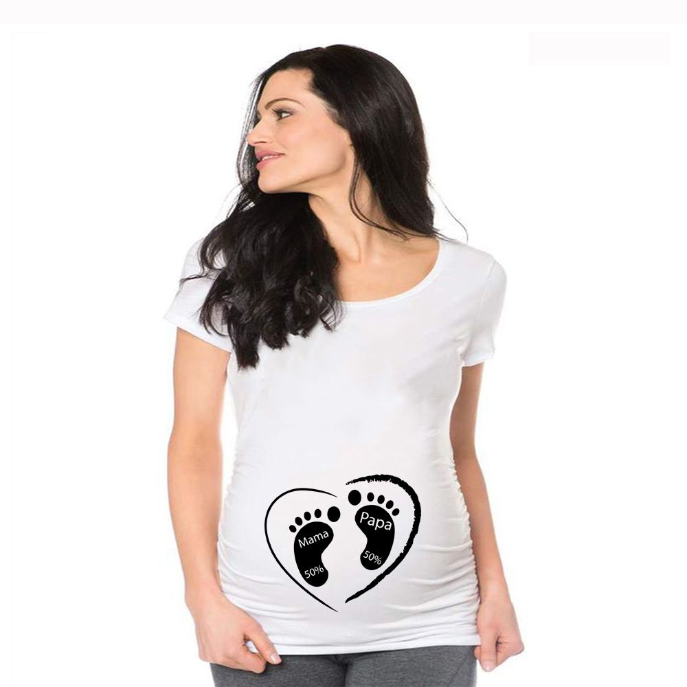 Women Maternity Short Sleeve Cartoon Print Tops T-shirt Pregnancy Funny Clothes