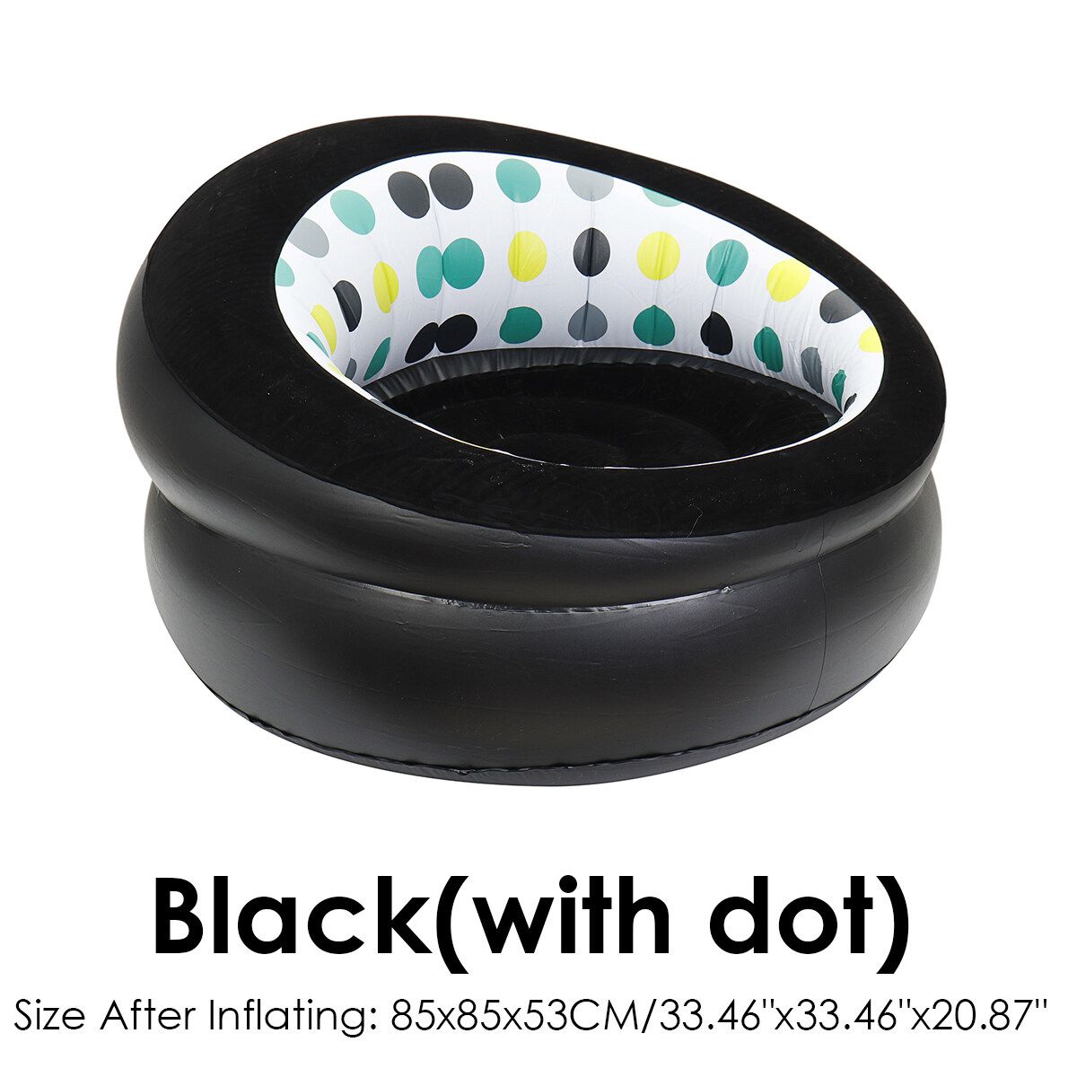 Indoor Inflatable Lounge Chair Portable Lazy Sofa Travel Air Round Seat Adult Black(with Dot)
