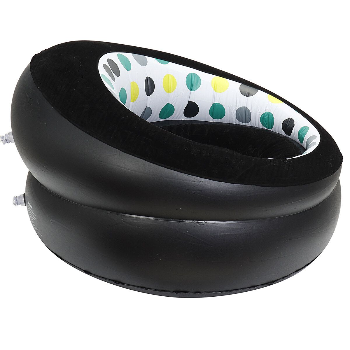 Indoor Inflatable Lounge Chair Portable Lazy Sofa Travel Air Round Seat Adult Black(with Dot)