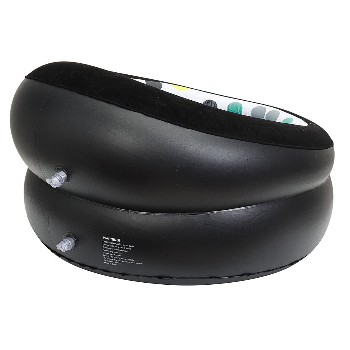 Indoor Inflatable Lounge Chair Portable Lazy Sofa Travel Air Round Seat Adult Black(with Dot)
