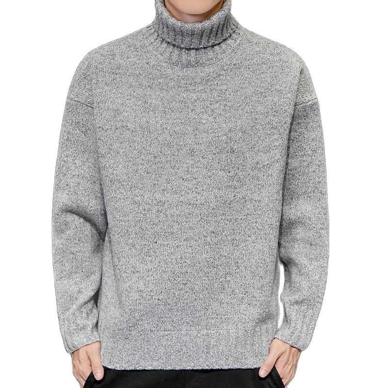 Turtleneck Men Sweater Mens Knit Pullover Sweaters Male Knitted Bottoming Shirt Mens-908dark Grey