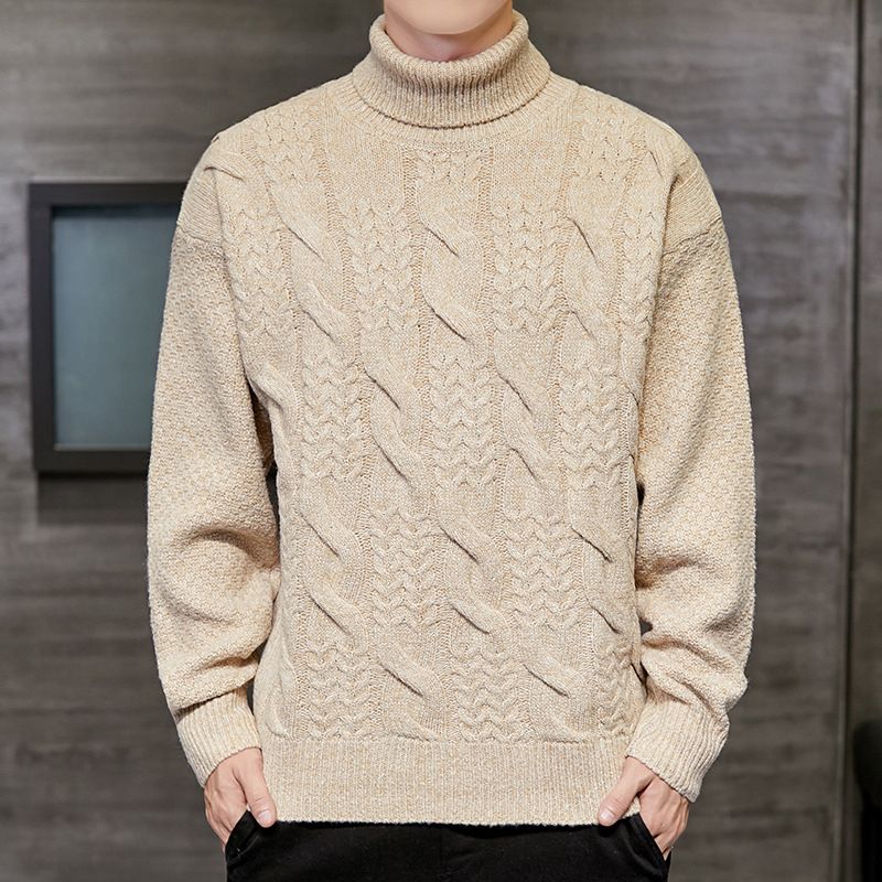 Turtleneck Men Sweater Mens Knit Pullover Sweaters Male Knitted Bottoming Shirt Mens-908dark Grey
