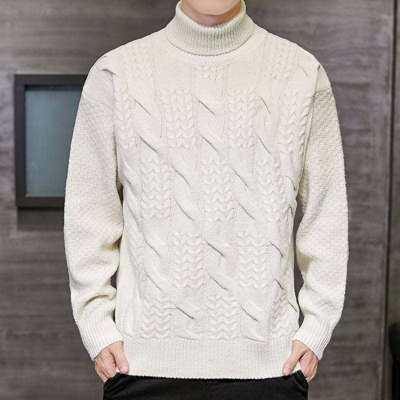 Turtleneck Men Sweater Mens Knit Pullover Sweaters Male Knitted Bottoming Shirt Mens-908dark Grey