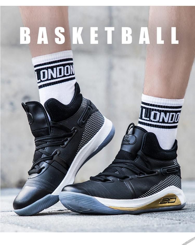 Men's Basketball Shoes High Top Breathable Sneakers Black
