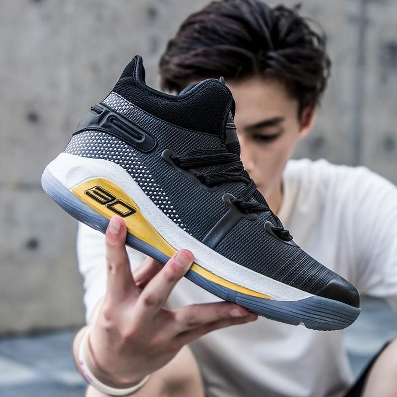Men's Basketball Shoes High Top Breathable Sneakers Black