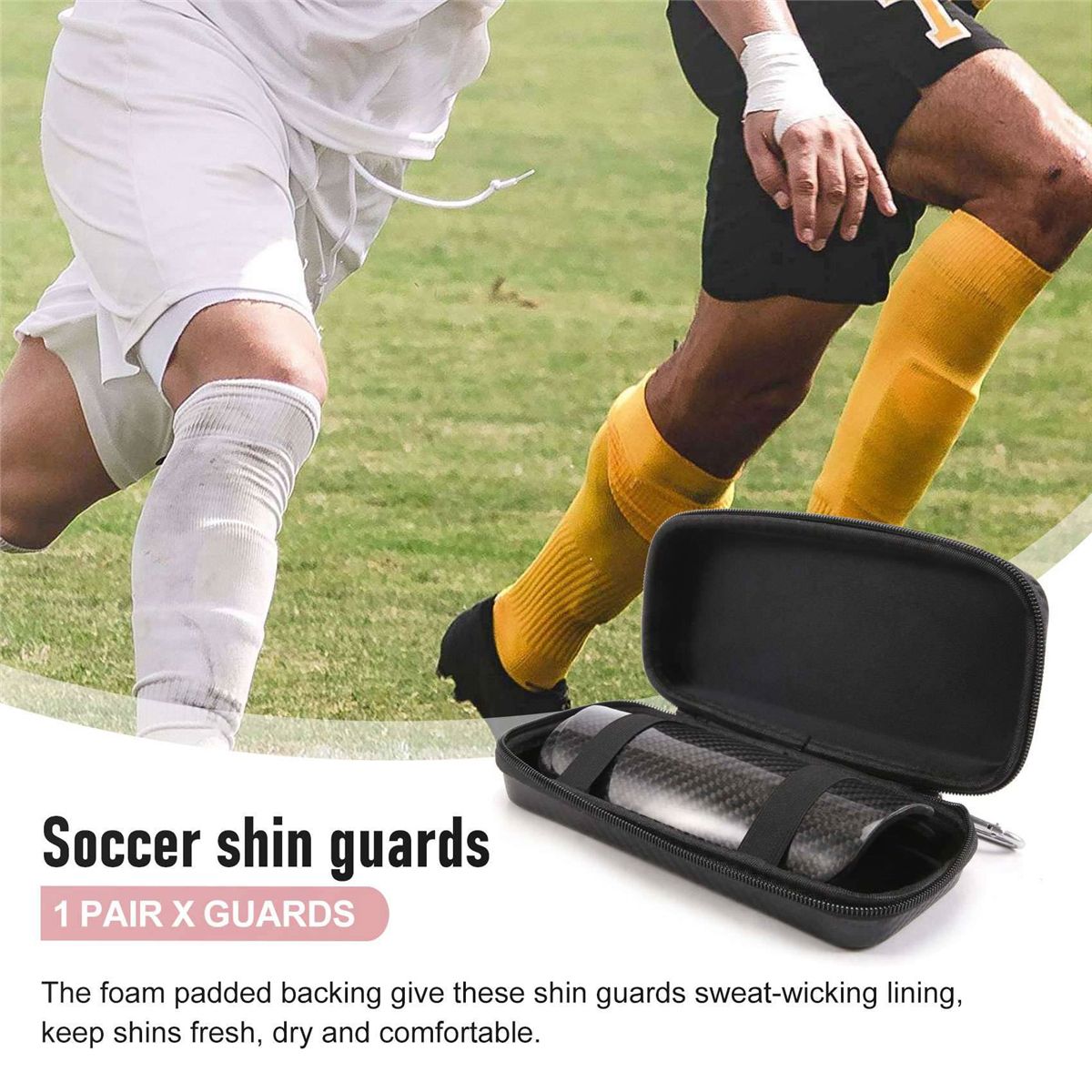 Carbon Fiber Soccer Shin Guards with Carry Case Breathable P