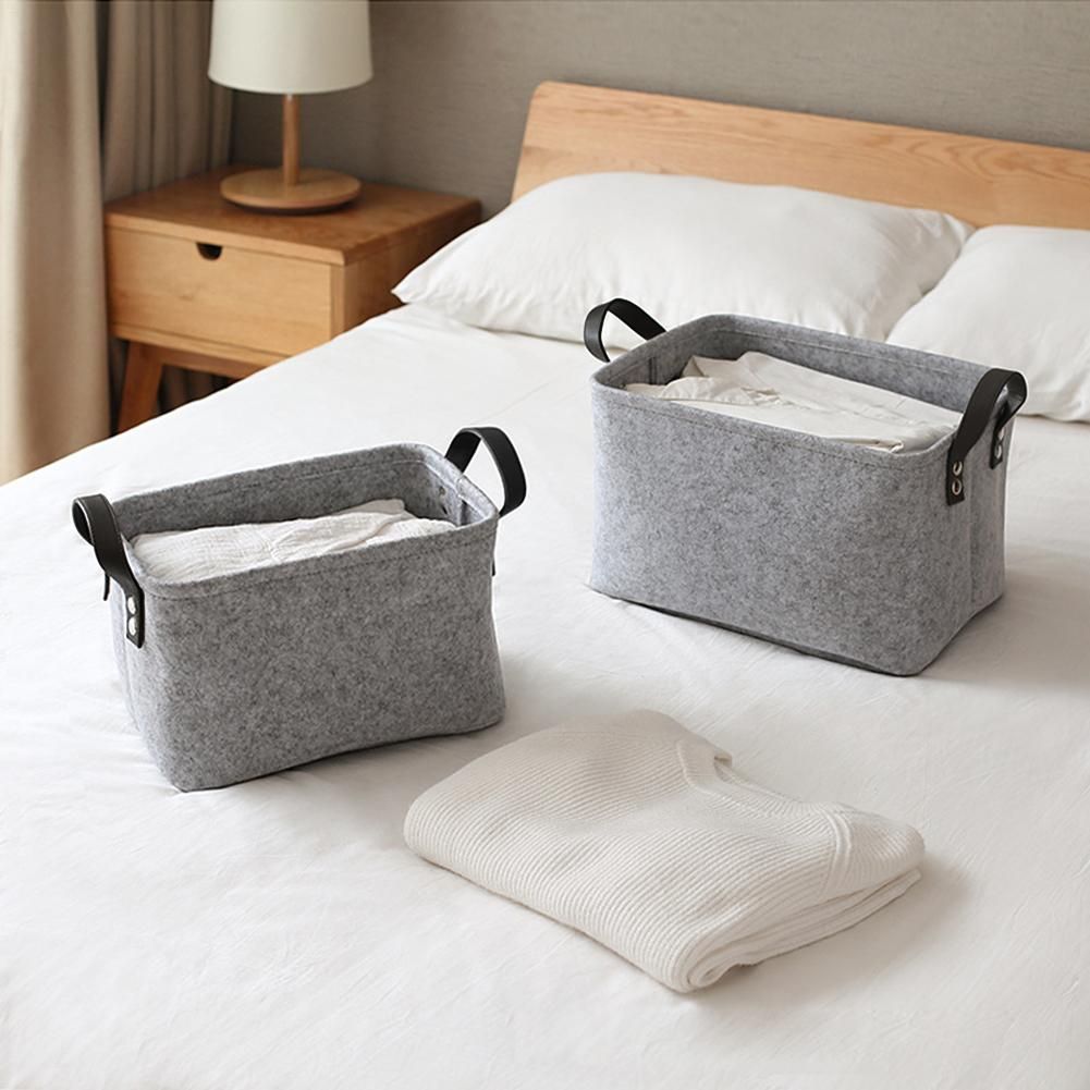 Wool Felt Storage Baskets Book Foldable Laundry Basket Toy