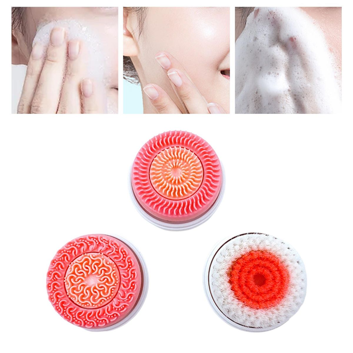 Facial Brush Heads Set Face  For  Machine  Pink