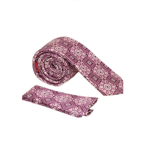 Square Rings Men Tie And Pocket Square- Burgundy