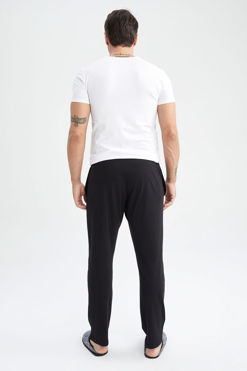 Man Casual Regular Fit Homewear Knitted Bottoms - Black