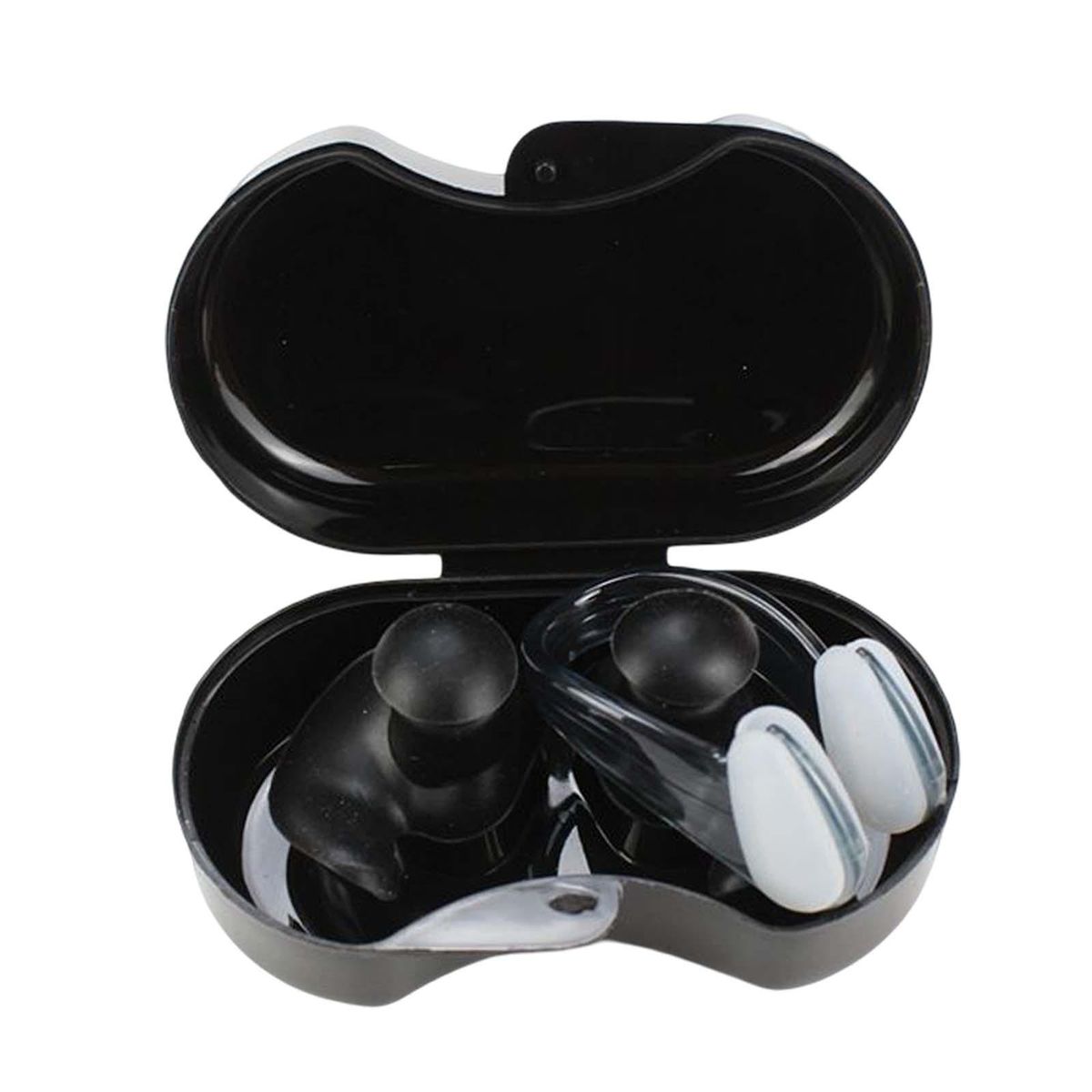 Swimming Ear Plug And Nose Clip Silicone Earplugs Black