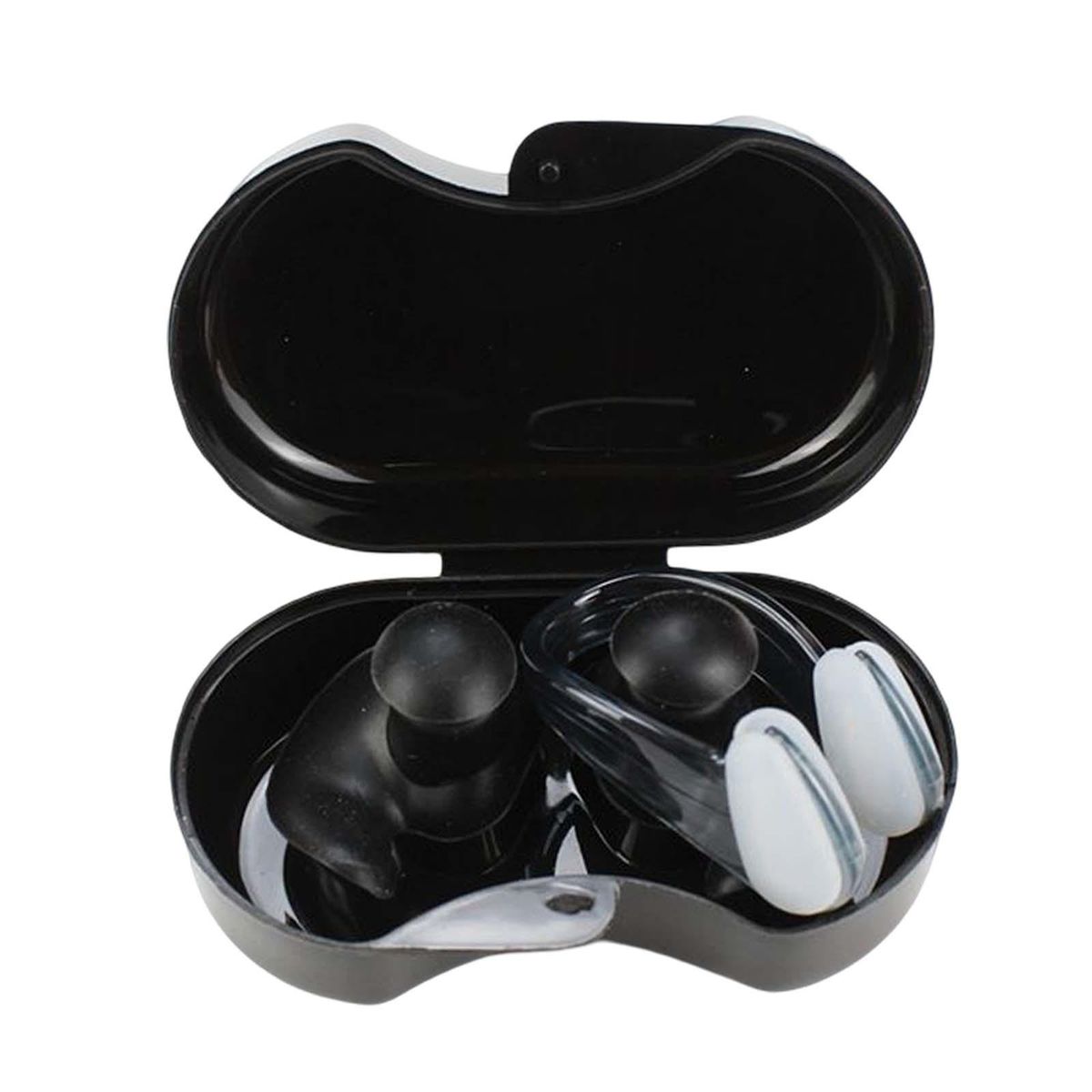 Swimming Ear Plug And Nose Clip Silicone Earplugs Black