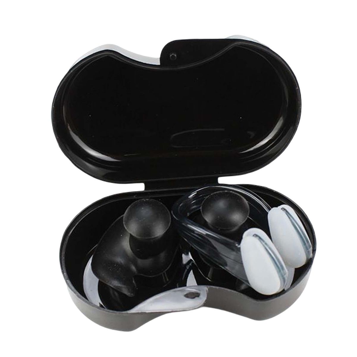 Swimming Ear Plug And Nose Clip Silicone Earplugs Black