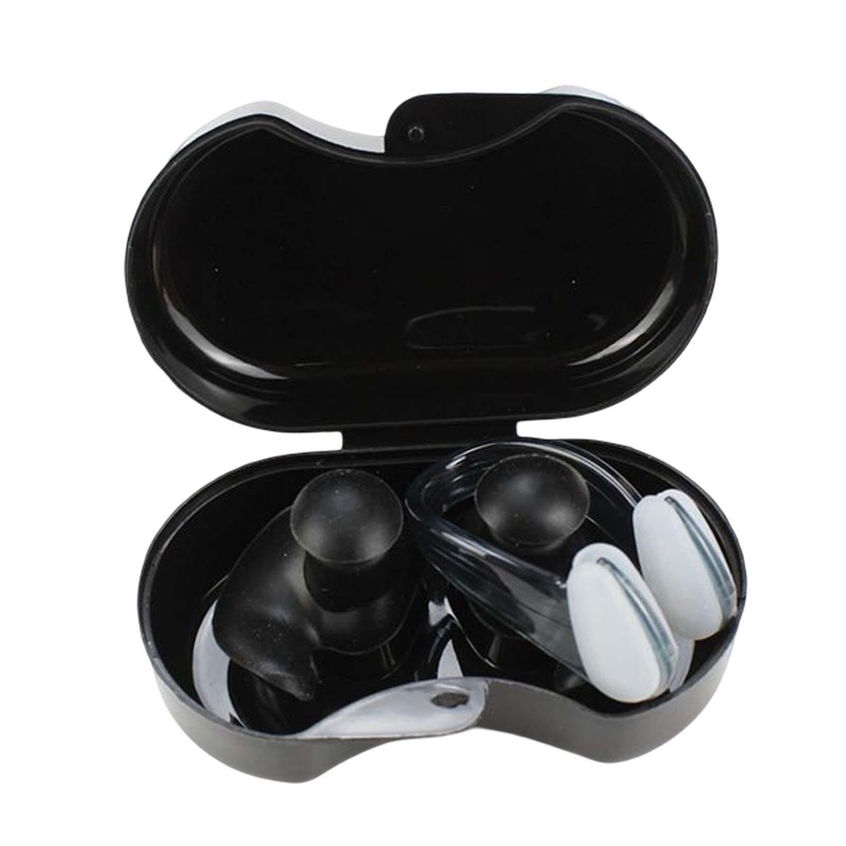 Swimming Ear Plug And Nose Clip Silicone Earplugs Black