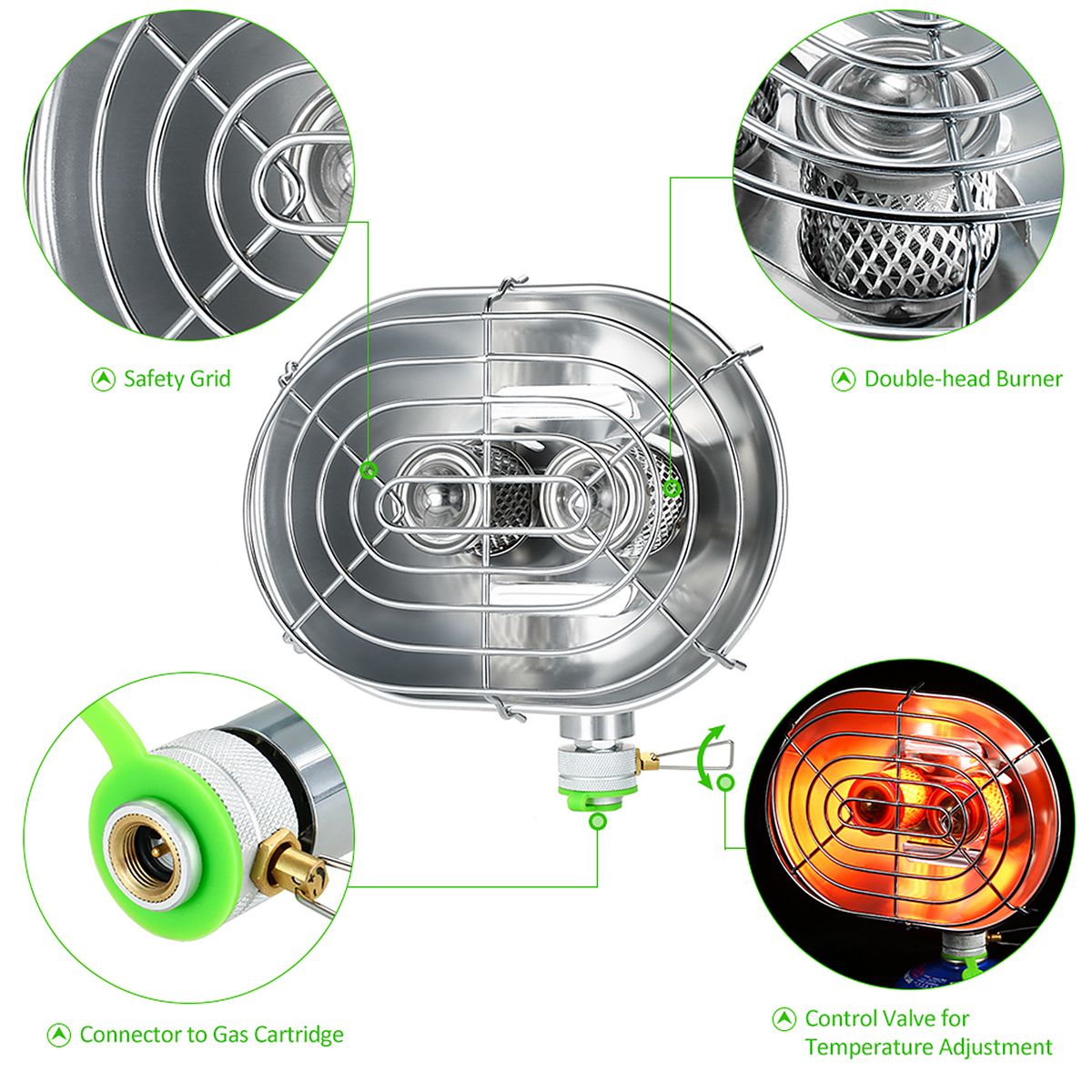 Double Head Outdoor Heater Portable Infrared Ray Camping