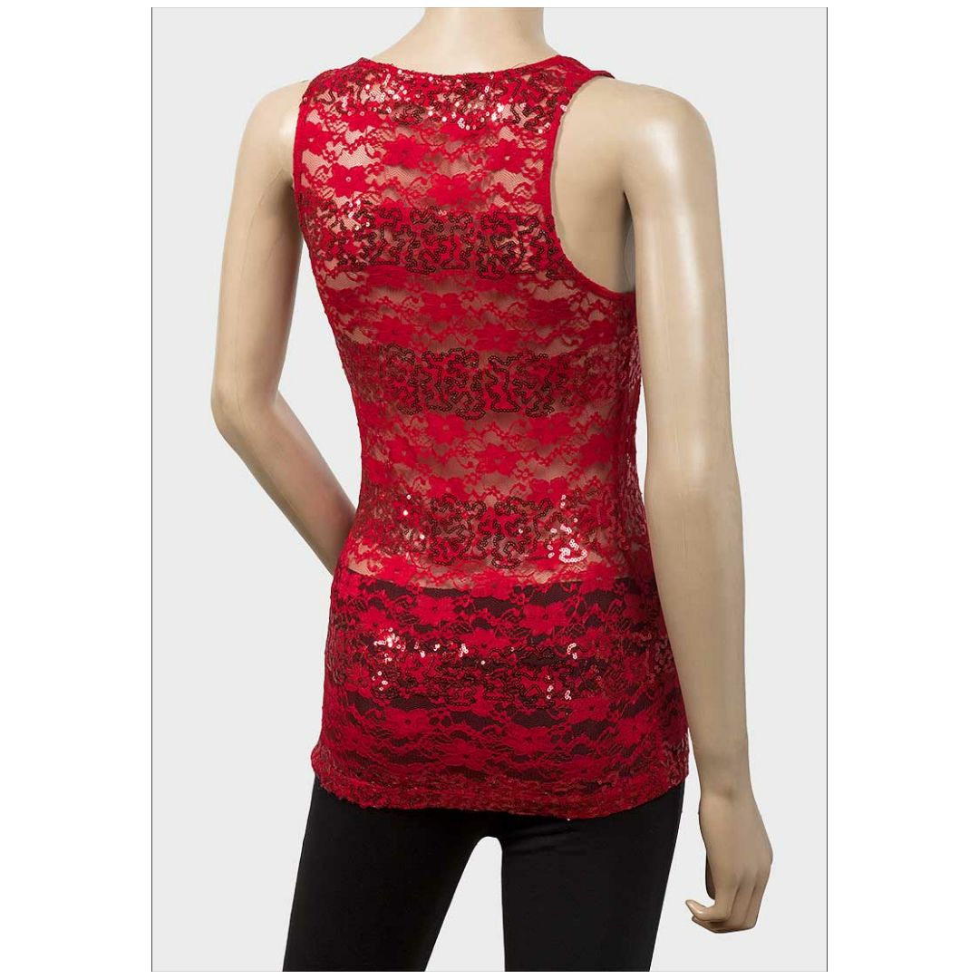 Mfed Ladies Scoop Neck Lace Sleeveless Top