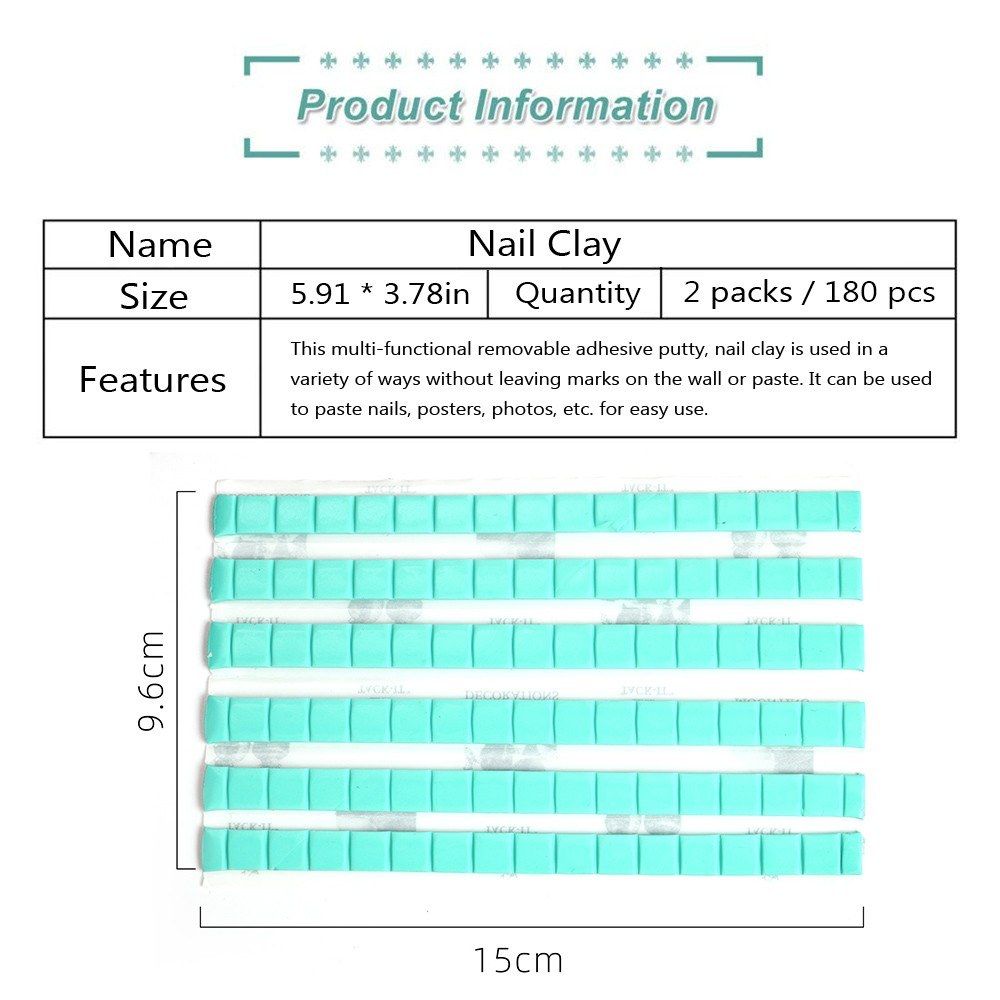 180 Pieces Removable Adhesive Putty Nail Clay Reusable Multipurpose Mounting Tacky Putty For Nail Tools
