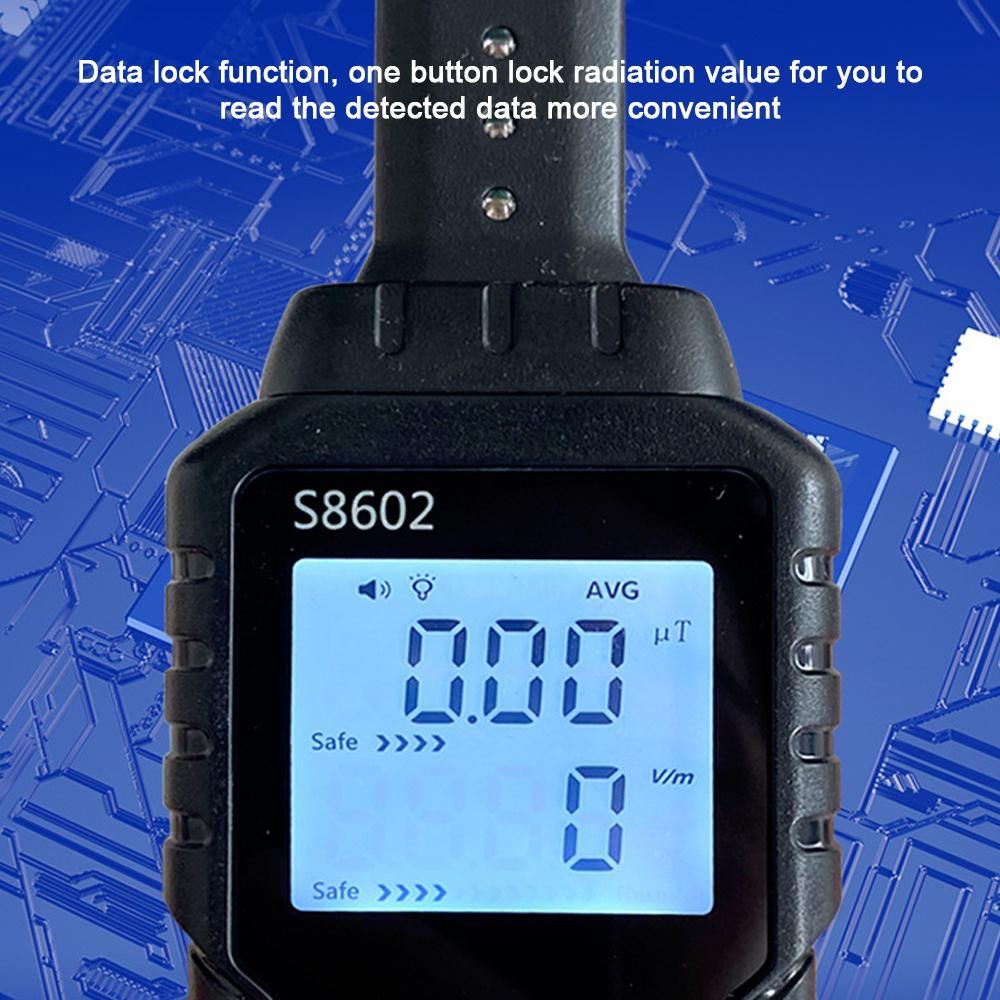 Handheld 3-in-1 Digital Radiation Dosimeter Electric Field Magnetics Field Temperature Multifunctional Detector Home Office Radiation Tester Sound Light Alarm LCD Display with Backlight