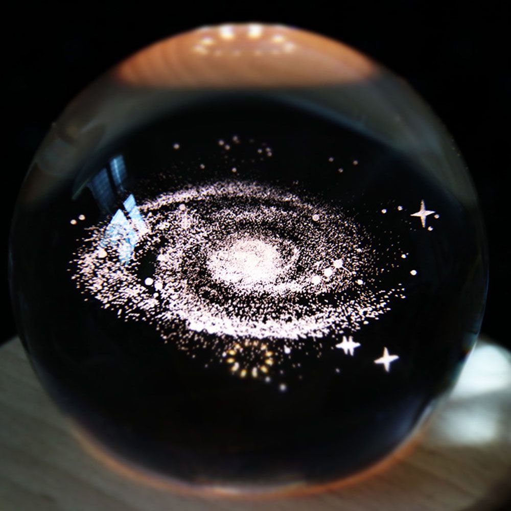 3D Crystal Ball Wooden Music Box Luminous Bluetooth-Compatible Speaker With-Galaxy