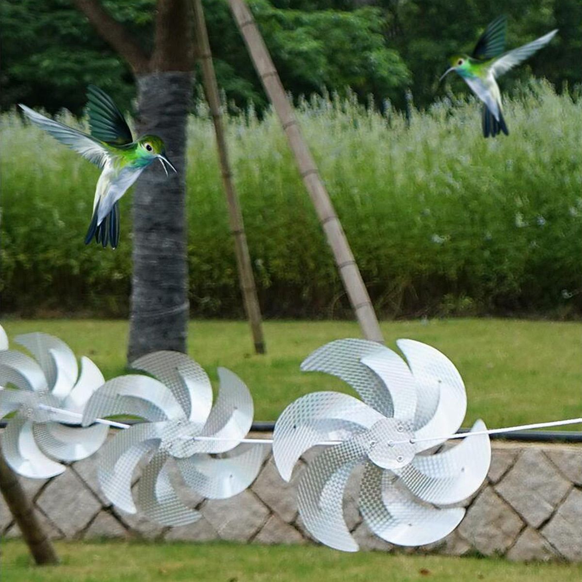 1Set/8pcs Bird Pinwheels Reflective Pin Wheel For Garden