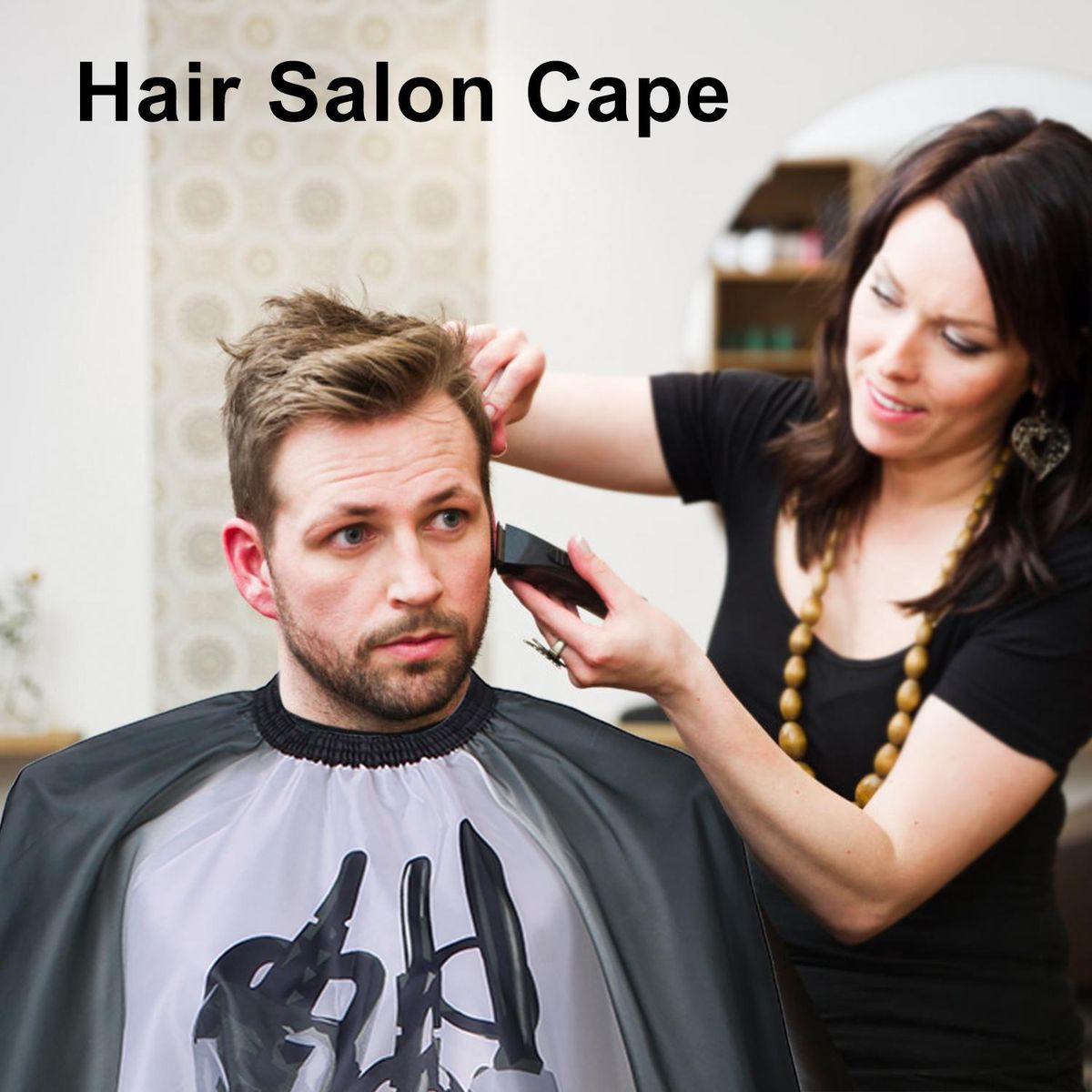 Hair Salon Cape Haircut Nylon Cape Water and Stain Resistant Cape with Adjustable Snap Closure