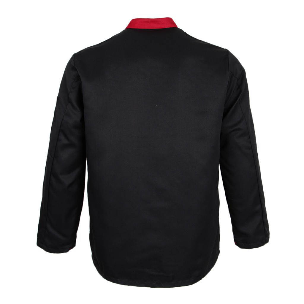 Long Sleeves Chef Jacket Coat Hotel Waiters Kitchen Uniform Black M