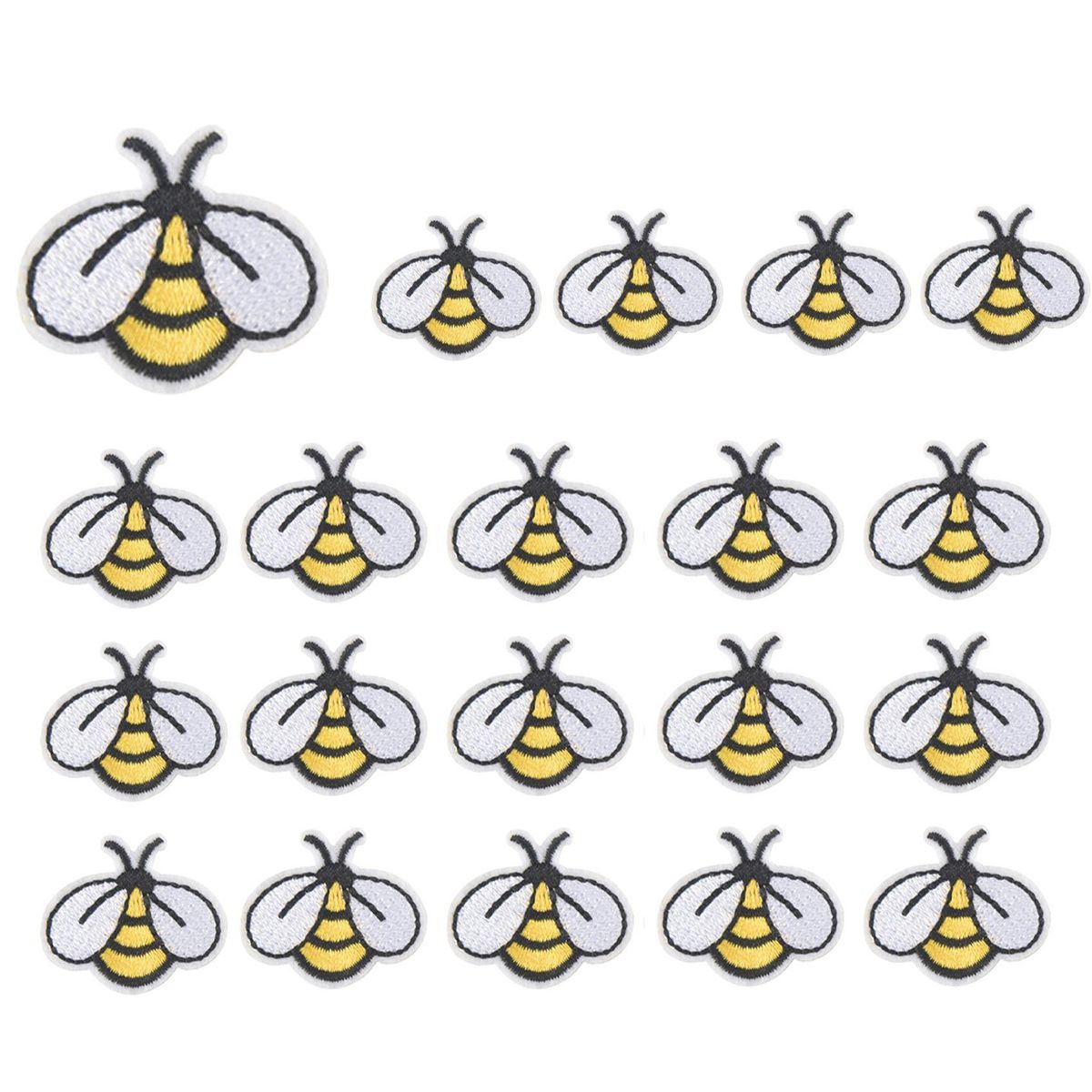 20 PCS Bee Sewing Patches Embroidered Applique Iron on