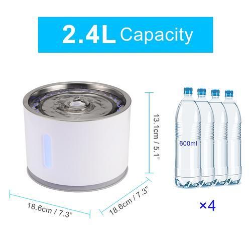 2.4L Automatic Cat Water Fountain LED Electric Mute Water Feeder USB Dog Pet Drinker Bowl Pet Drinking Dispenser For Cat Dog