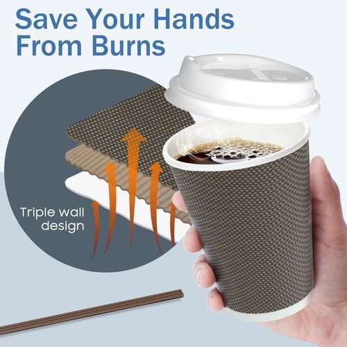MRcup 12 Oz Hot Beverage Heat-free Coffee Cups With Lids And