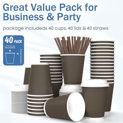 MRcup 12 Oz Hot Beverage Heat-free Coffee Cups With Lids And