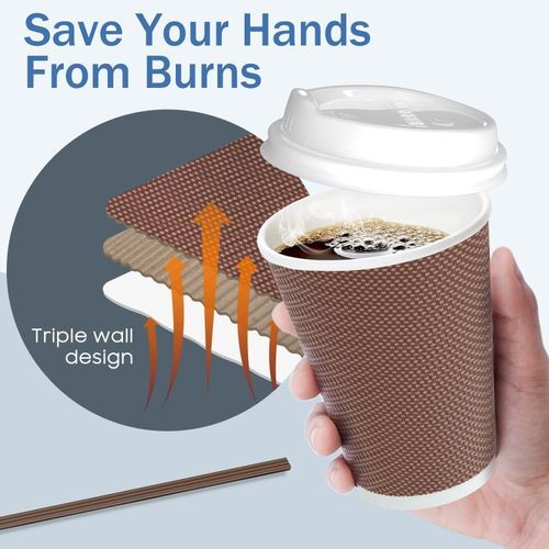 MRcup 12 Oz Hot Beverage Heat-free Coffee Cups With Lids And
