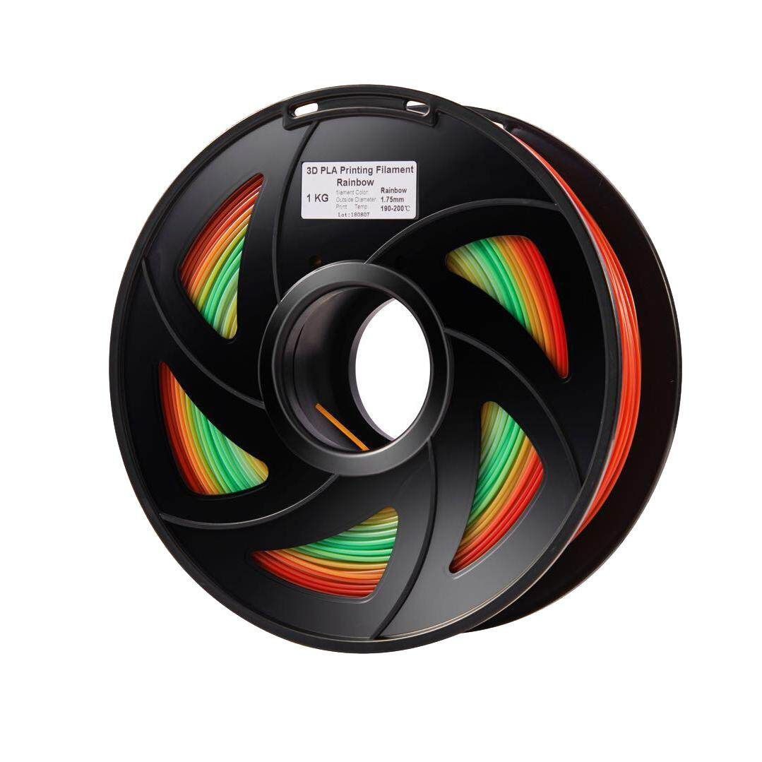 1.75mm PLA Raindow Gradient Filament For 3D Printer 1KG/Roll 0.4mm Nozzle 1pcs