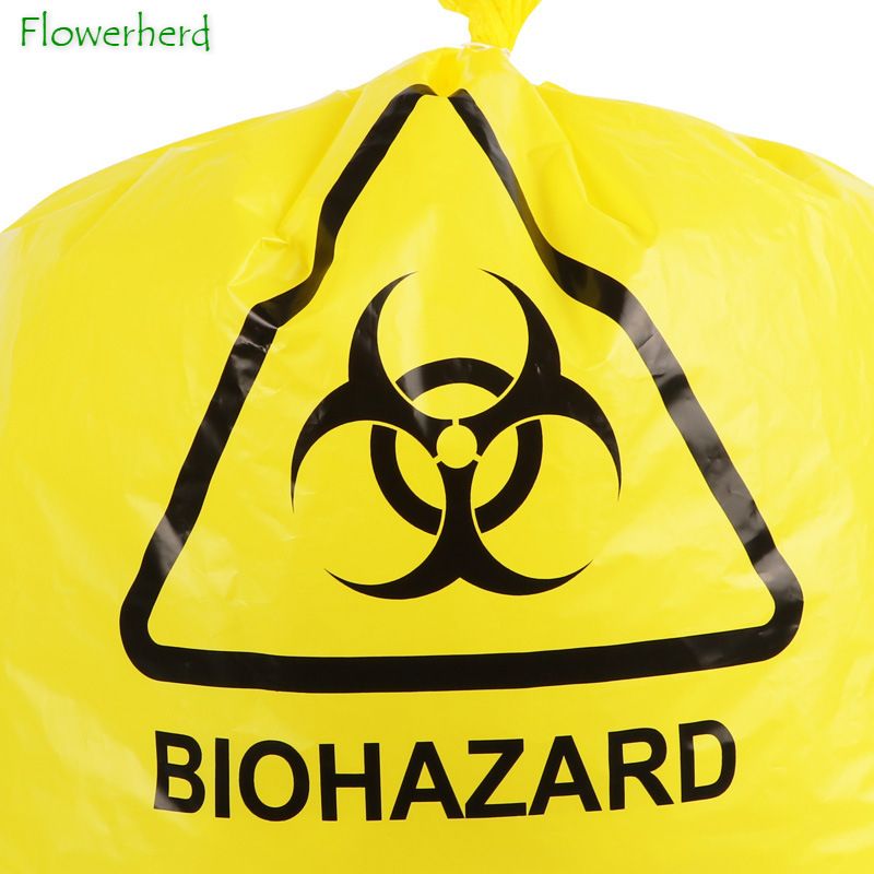 Medical Trash Bags 61x81cm Thicken Medical Waste Bags HDPE Yellow Hospital Clinic Flat Top Type Waste Packaging Plastic Bags
