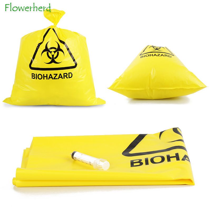 Medical Trash Bags 61x81cm Thicken Medical Waste Bags HDPE Yellow Hospital Clinic Flat Top Type Waste Packaging Plastic Bags