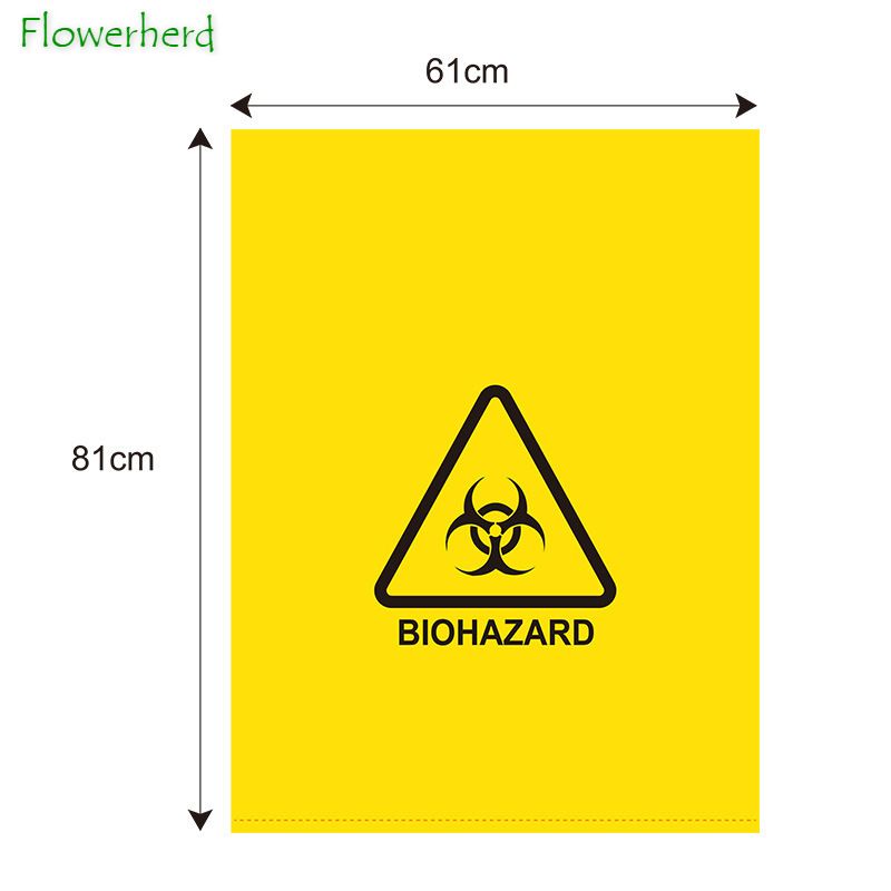 Medical Trash Bags 61x81cm Thicken Medical Waste Bags HDPE Yellow Hospital Clinic Flat Top Type Waste Packaging Plastic Bags