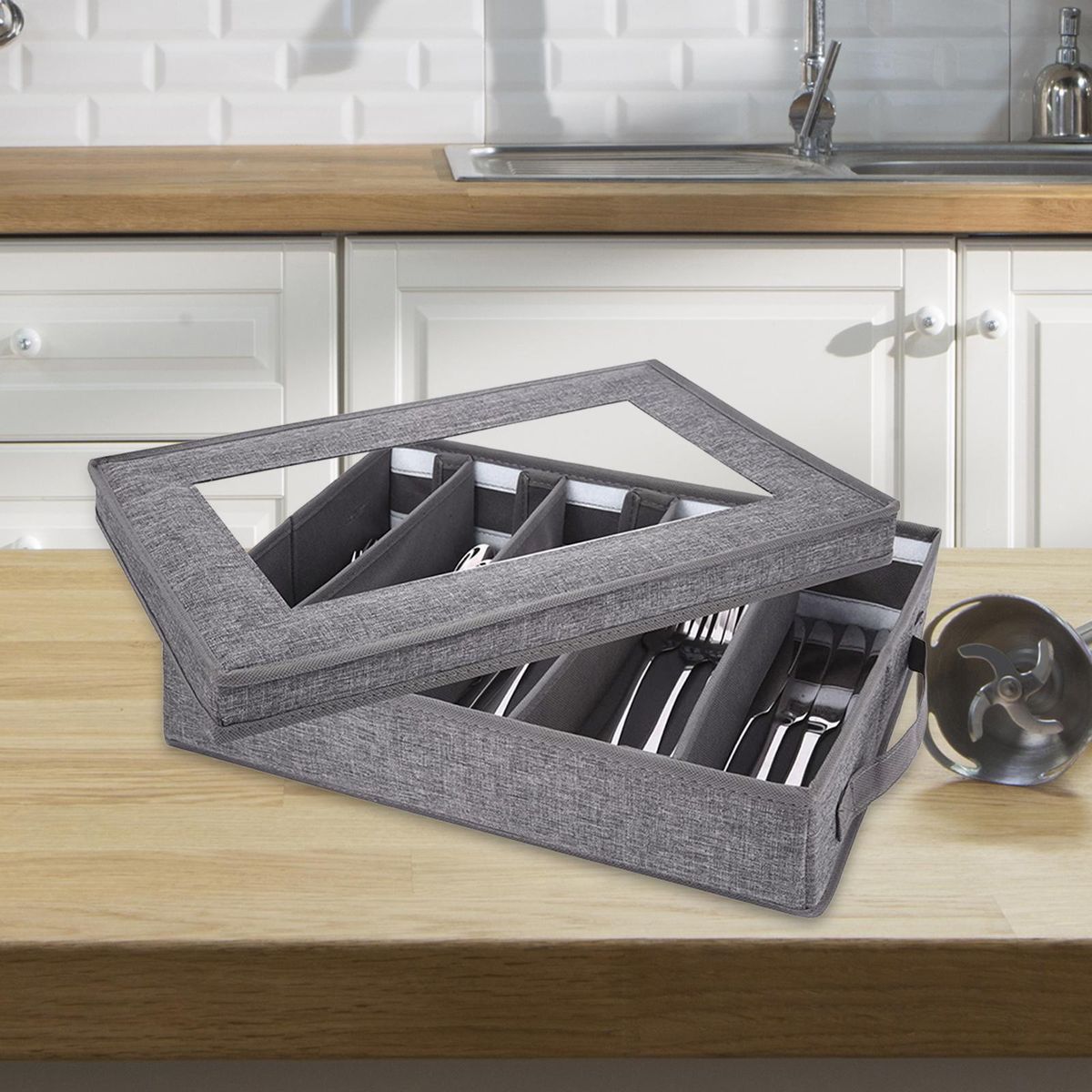 5 Compartment Flatware Storage Case, Cutlery Storage