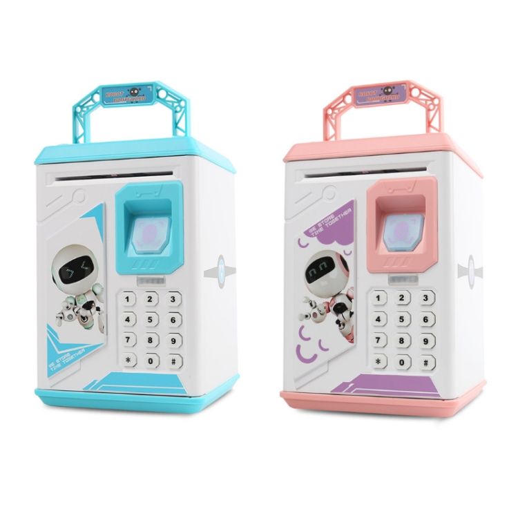 Fingerprint Piggy Bank, Specification:Battery (Blue)