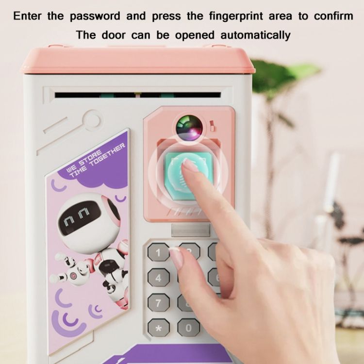 Fingerprint Piggy Bank, Specification:Battery (Blue)