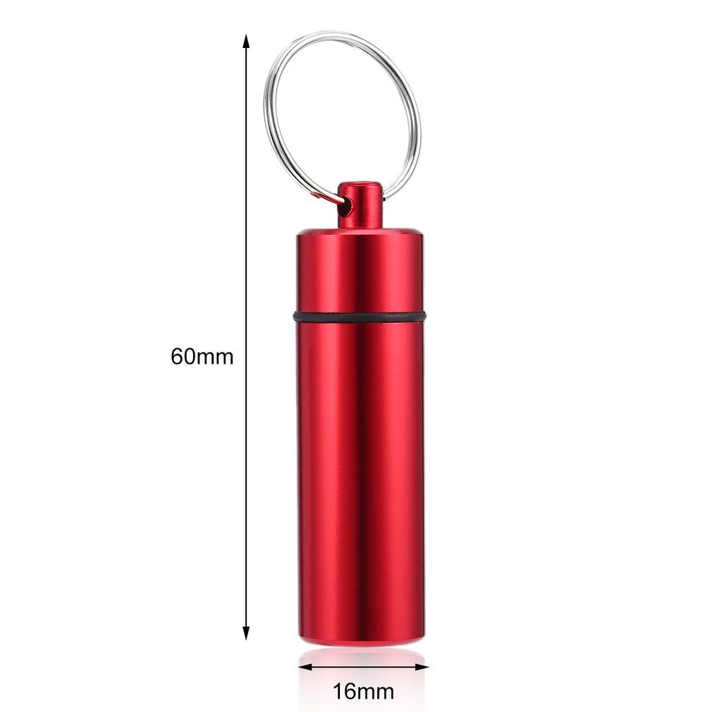 Waterproof Pill Shaped Aluminum Alloy Drug Bottle Holder Container Keychain