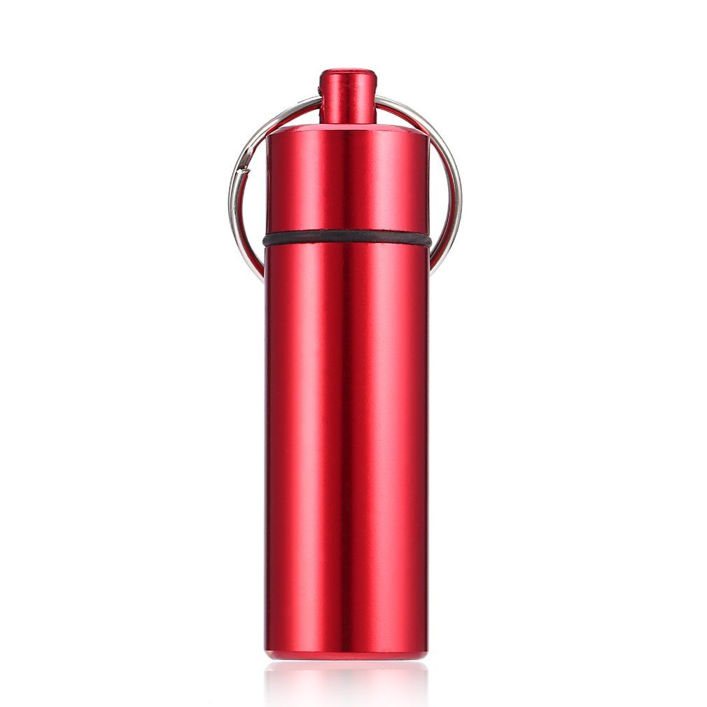 Waterproof Pill Shaped Aluminum Alloy Drug Bottle Holder Container Keychain