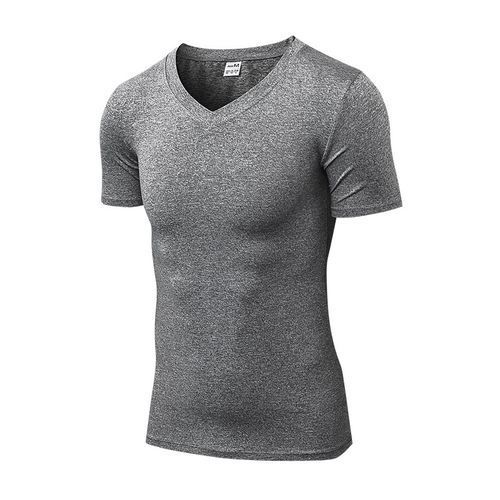 Mens Running T-Shirts,Men Sport Fitness Gym Tops V Neck T-Shirt（Gray）