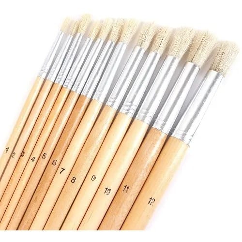 Artists' Brushes With Extra Long Handles - 12 Pieces