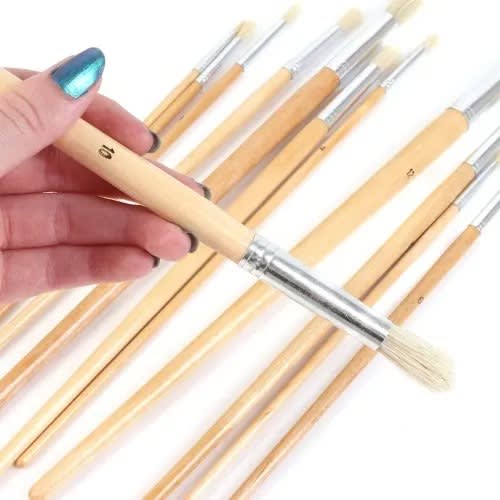 Artists' Brushes With Extra Long Handles - 12 Pieces