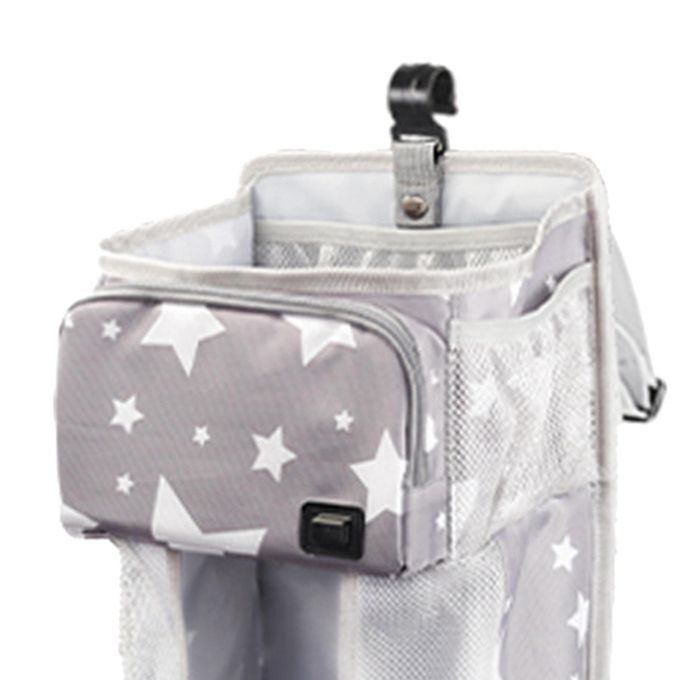 Crib Hanging Bag USB Baby Wipe Warmer Non-Slip Classified Grey Stars