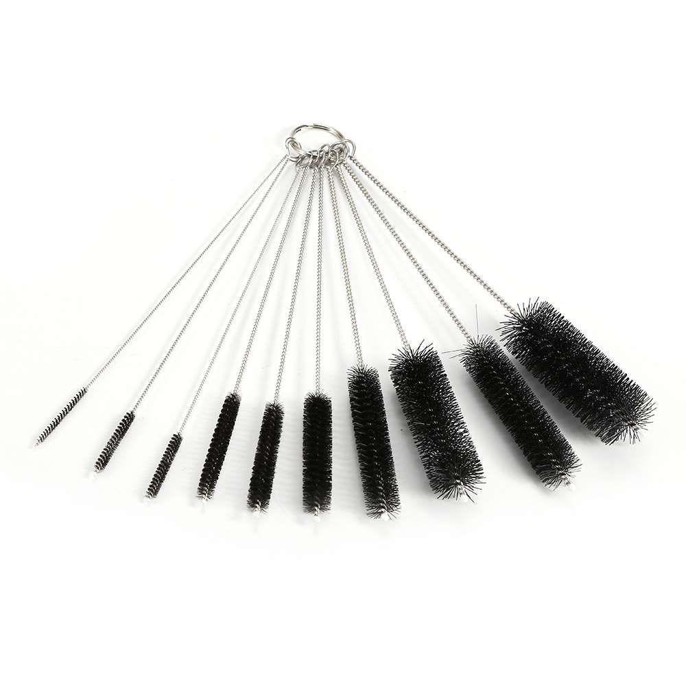 10Pcs/lot Baby Bottle Brushes Cleaner Multifunctional Cleaning Brush Stainless Steel Wash Drinking Feeding Bottle Home Cleaning-black