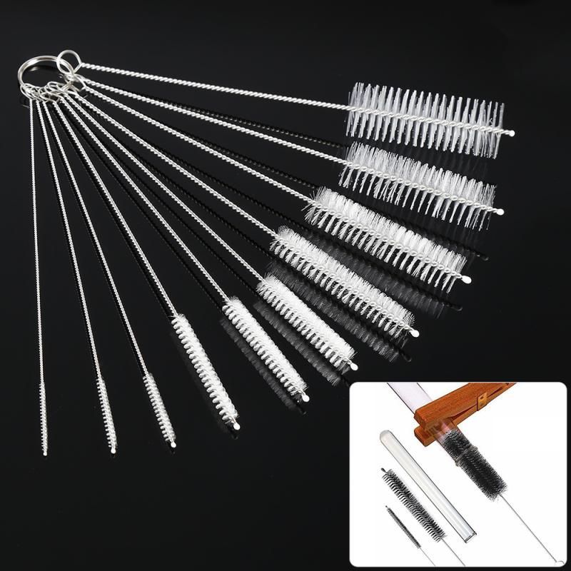 10Pcs/lot Baby Bottle Brushes Cleaner Multifunctional Cleaning Brush Stainless Steel Wash Drinking Feeding Bottle Home Cleaning-black