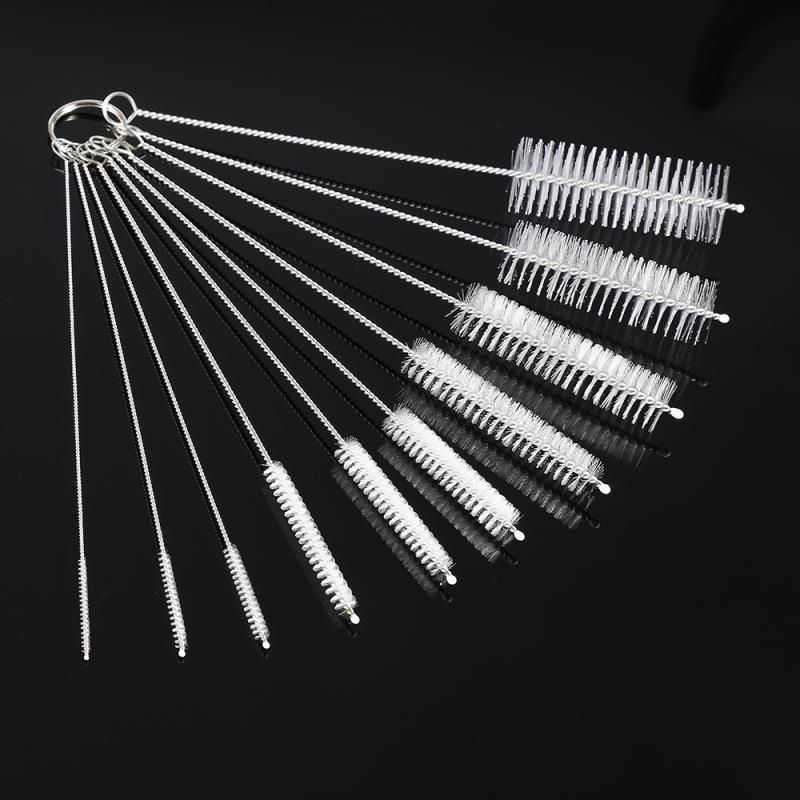 10Pcs/lot Baby Bottle Brushes Cleaner Multifunctional Cleaning Brush Stainless Steel Wash Drinking Feeding Bottle Home Cleaning-black