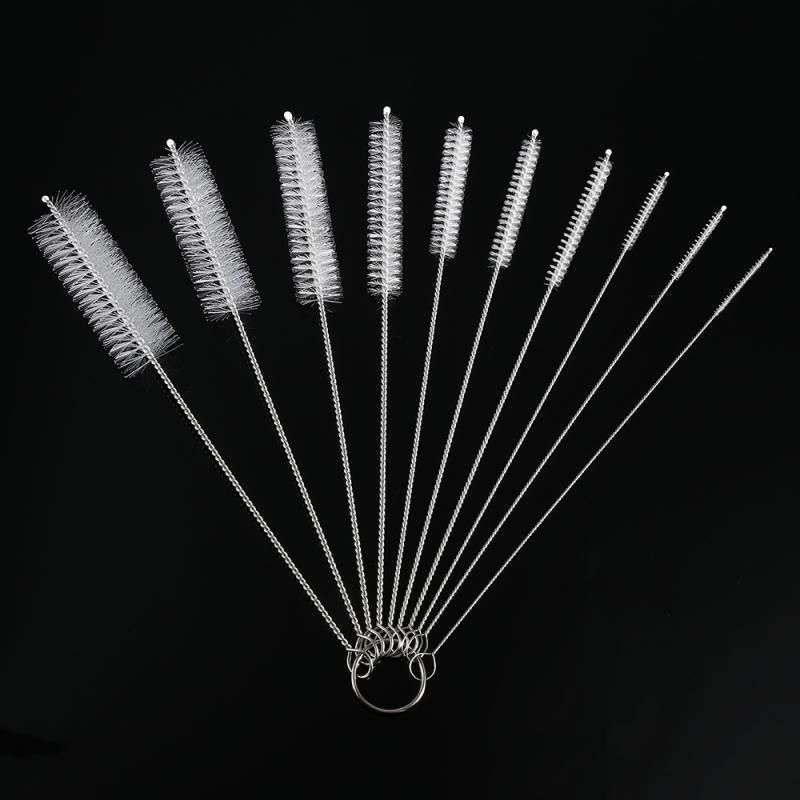 10Pcs/lot Baby Bottle Brushes Cleaner Multifunctional Cleaning Brush Stainless Steel Wash Drinking Feeding Bottle Home Cleaning-black